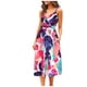 thumbnail image 1 of Moda para mujer Sexy cuello en V sin mangas ahueca hacia fuera impreso estampado Mid Claf vestidos Fridja  hjkh6379, 1 of 5