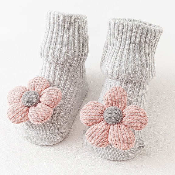 fnnxnal Kids Girls Socks 3D Floral Multicolor Knitted Crew Socks for Newborn Kids Kids S M,Size 0 T