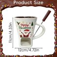 thumbnail image 3 of Sweet Fondue Cup with Forks, Tealight Chocolate Fondue Mug, 4.33X4.72" Santa Claus Pattern Ceramic Melting Vessel, Individual Portion Treat Warming Container, for Winter Confection Crafting, 3 of 4