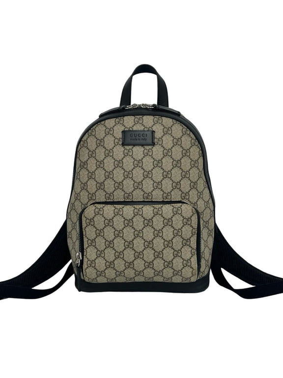 Pre-Owned GUCCI GG Supreme Logo Pattern Leather Backpack/Daypack (Beige/Black) 70853