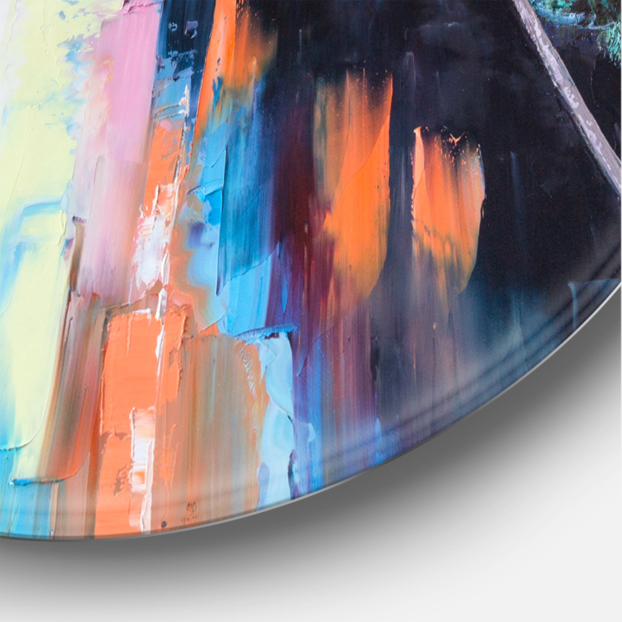 Designart 'The River Through Orange Autumn Forest' Lake House Circle Metal Wall Art 36x36 - Disc of 36