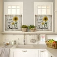 thumbnail image 4 of Sunflower Window Curtain Set with Tiers and Valance, 3 Pieces Rod Pocket Valances Retro Newspaper Sunflower and Bee Country Window Treatment Semi Sheer Kitchen Bedroom Farmhouse Decor (52" W x 18" L), 4 of 5
