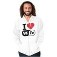 thumbnail image 4 of Love Wife Wi-Fi Funny Husband Married Men's Big & Tall Graphic Zip Up Hoodie Brisco Brands 5X, 4 of 5