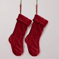 thumbnail image 5 of Cable Knit Christmas Stockings, Xmas Gift Bag with Hanging Loop, Winter Home Mantel Tree Stair Decor, 1 Pc, 18.1 Inch，Red, 5 of 5