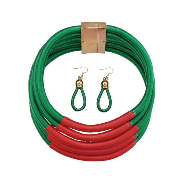 Collar de joyería africana perfecl verde