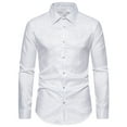 thumbnail image 3 of BiZtdJrK Men's Paisley Jacquard Dress Shirt Slim Fit Button Up Long Sleeve Blouse Solid Casual Lapel Party Prom Formal Shirts White M, 3 of 9