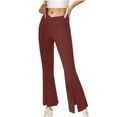 thumbnail image 2 of Women's Bootcut Yoga Pants Work Pants for Women Crossover Waist Split Hem Stretchy Full Length Flare Leggings Trousers Womens Clothes, 2 of 7