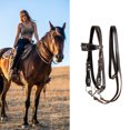 thumbnail image 4 of Y.J TAILS Leather Horse Bridle, Adjustable Western Browband Bridles for Horses with Bits and Detachable Leather Reins (L (Above 1.2 Meters), Black), 4 of 5