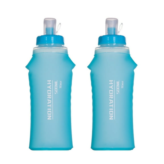 2pcs 500ml TPU Soft Flask Collapsible Sports Water Bottle for Hydration Pack for Running Hiking Cycling Climbing Jogging Marathon
