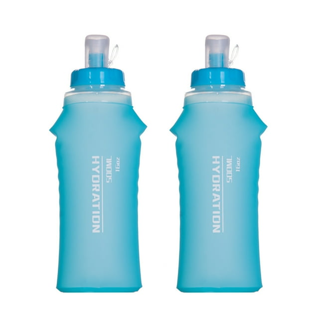 Hervidor 2 uds., 500ml, botella de agua deportiva plegable de TPU suave para paquete de hidratación AFISHTOUR Hervidor