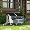 thumbnail image 3 of Barara King Large Chicken Coop, Chicken Coop, Outdoor Hen House,59" Wooden Chicken Coop w/ Wheels, Handles, 2 Nesting Boxes, 2 Trays, 4 Perches,Gray, 3 of 10