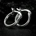 thumbnail image 5 of White Gold Plated 925 Sterling Silver Post Small Lightweight Little Thin French Lock Hoop Earrings, 5 of 6