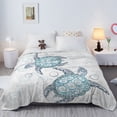 thumbnail image 3 of BlessLiving Flannel Fleece Throw Blanket Sea Turtles Pattern Blanket for Bed Sofa White Lightweight Fuzzy Blankets, 3 of 8