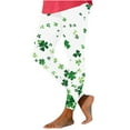 thumbnail image 3 of lcziwo Christmas Sales Clearance, St Patricks Day Leggings for Women High Waisted Tummy Control Workout Leggings Novelty Shamrock Leaves Print Irish Green Soft Yoga Pants Multicolor S, 3 of 7