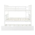 thumbnail image 6 of Harper & Bright Designs Full Over Full Bunk Bed with Twin Trundle Wood Bunk Bed Frame with Guard Rails and Ladder for Bedroom, Can be Convertible to 2 Beds, White, 6 of 12