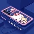 thumbnail image 1 of Sanrio Hello Kitty Cartoon Liquid Left Rope For Samsung Galaxy S24 S23 S22 S21 S20 FE S10 Ultra Plus Lite 5G Cover Funda Gift Festivals, 1 of 7