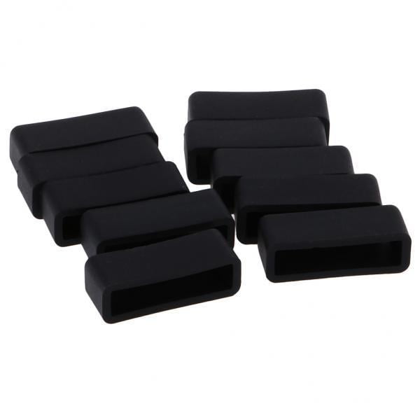 Xuanheng 2x 10pcs Silicone Rubber Keeper Holder Hoop Loop Retainer 24mm - Black, 0.94 X 0.24 Inch