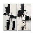 thumbnail image 2 of Designart "Beyond Boundaries Minimal Black and White Abstract II" Abstract Painting Wall Art Set Of 2 - Modern Black Canvas Set For Living Room Decor, 2 of 6