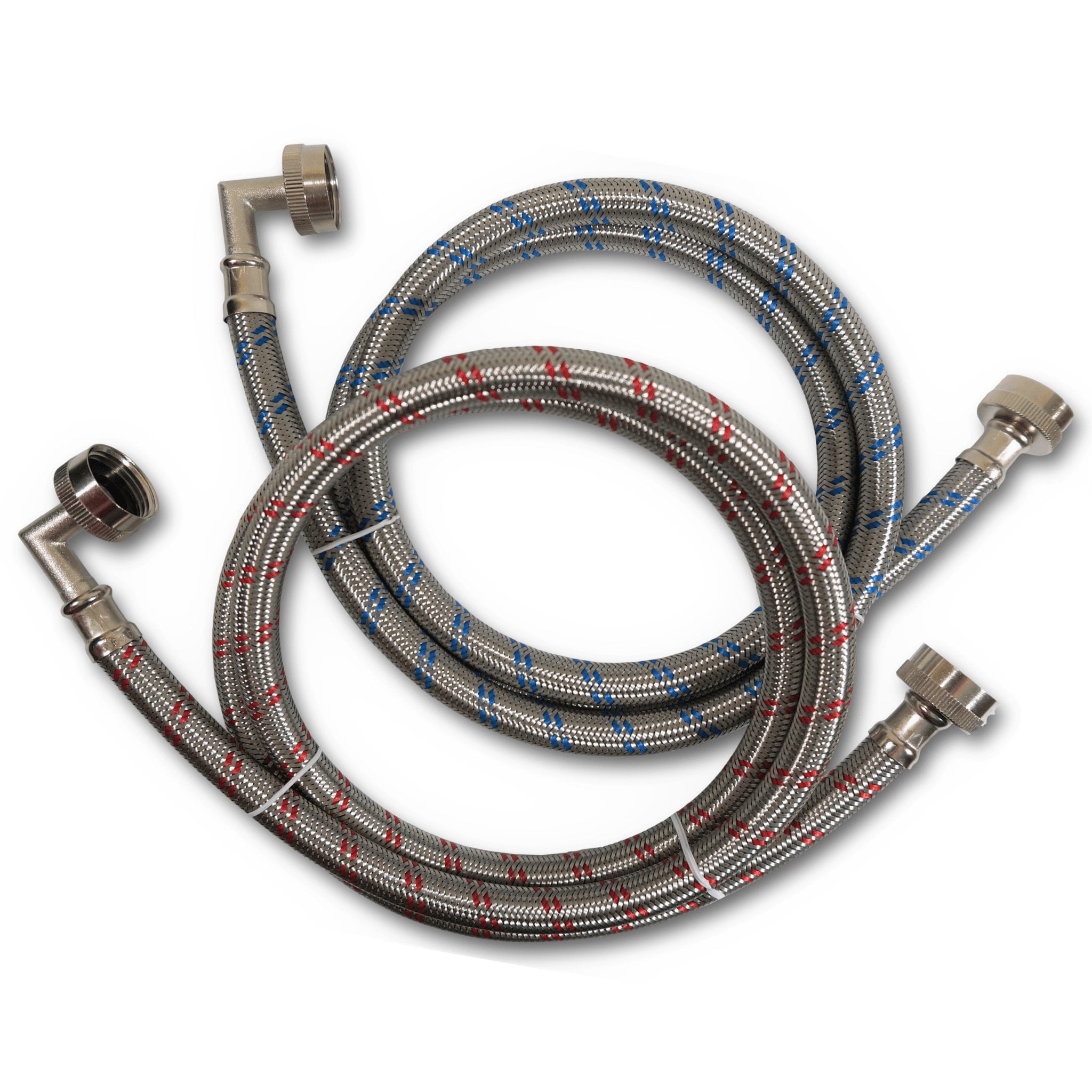 Premium Stainless Steel Washing Machine Hoses with 90 Degree Elbow, 4