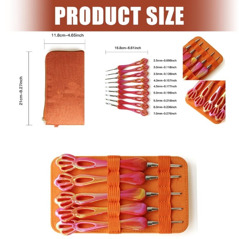 9Pcs Ergonomic Acrylic Grip Crochet Hook Aluminium Crochet Needle for Knitting