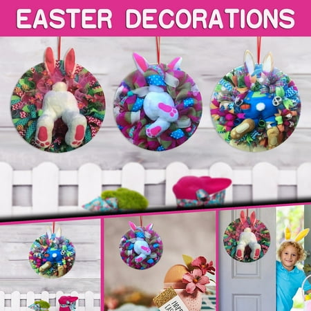 

Fjofpr Clearence!Easter Thief Bunny Butt Decoration Round Pendant Round Bunny Card Decoration Hot