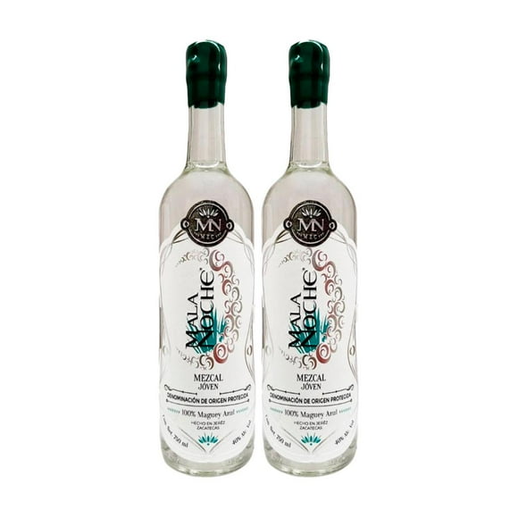 Dos Botellas Mezcal Mala Noche Blanco 100% Agave 750 Ml Mala Noche Mezcal, Blanco