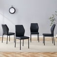 thumbnail image 3 of Hi loPres Set of 4 Modern Dining Chairs, Black PU Leather Side Chairs with Ergonomic Vertical Striped Back and Black Metal Legs for Kitchen, Office, 3 of 7