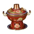 thumbnail image 3 of Olla caliente cloisonné, olla caliente de cobre, olla caliente para una sola persona, olla caliente tradicional china Shabu Rojo, 3 of 9