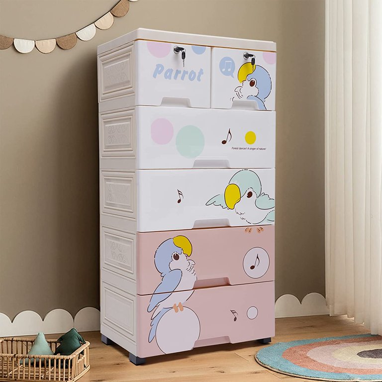 Miumaeov Drawer Storage Cabinet, 5-Layer Plastic Drawers