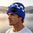 thumbnail image 2 of EliteGoogv Unisex Knit Beanie Lined Plaid Goggle Detail Skull Cap Winter Hat, 2 of 4