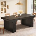 thumbnail image 3 of Finmind 71-Inch Large Dining Table for 6-8, Farmhouse Wooden Kitchen Table with Arched Design, 3 of 7