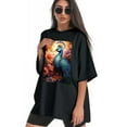 thumbnail image 3 of Plus Size Shirt for Women Black Tops for Women Short Sleeves Shirt for Women Peacocks T Shirt Crewneck Shirt for Women XL, 3 of 5