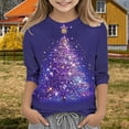 thumbnail image 2 of LIJCC Christmas Sweatshirts for Kid Girls 3/4 Length Sleeve Tops Tunic Blouses Dressy Casual Crew Neck Sweatshirts Pullover Xmas Tree Print Graphic Tee, 2 of 5