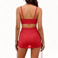 thumbnail image 5 of Abomasnow Women's 2 Piece Swimsuits Set Sleeveless Square Neck Cropped Tank Tops High Waisted Bathing Suit with Sheer Cover Up Swim Skirts, 5 of 9