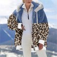 thumbnail image 2 of Winter Coat Plus Size Winter Jacket for Women Long Sleeve Hooded Coats Fleece Plush Thermal Outfit Color Block Zipper Outerwear Abrigos de Mujer, 2 of 6