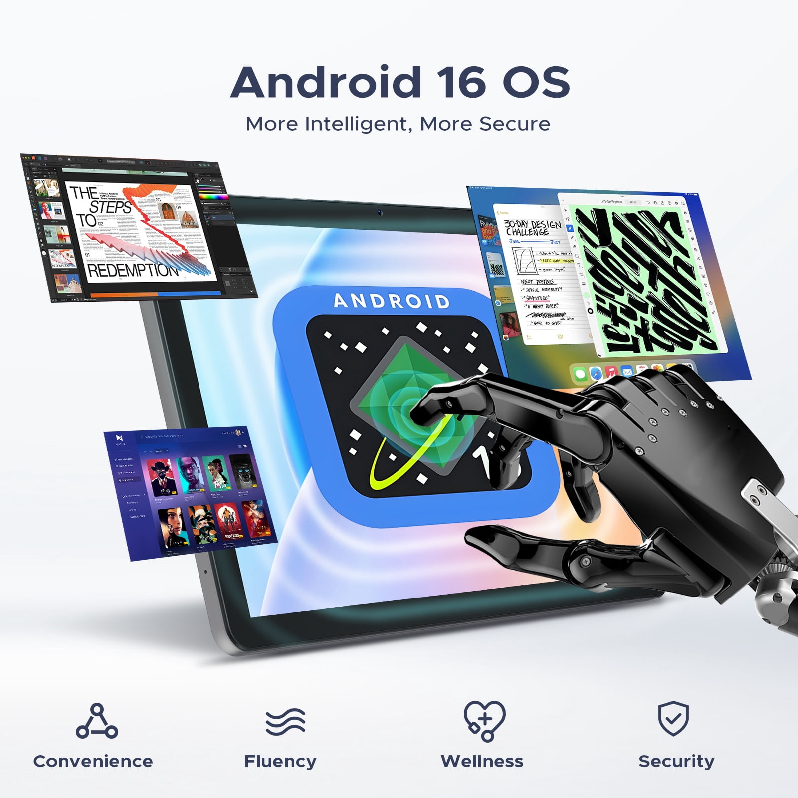 Aorlym P10 Pro Android 16 Tablet, 10 inch Tablets with Gemini AI, 120Hz, 48GB RAM+128GB ROM/2TB, Octa-Core T7250, 8800mAh, 13MP+5MP, 3.5mm Jack, Face ID, GPS, 5G WiFi, OTG, Tablet with Keyboard Pen