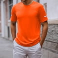 thumbnail image 2 of ZXLBBD Men's T-Shirts Short Sleeve Lightweight Workout Shirts for Summer Sporty Running Hiking Solid Color T-Shirts for Man Dailywear,Orange,5XL, 2 of 4