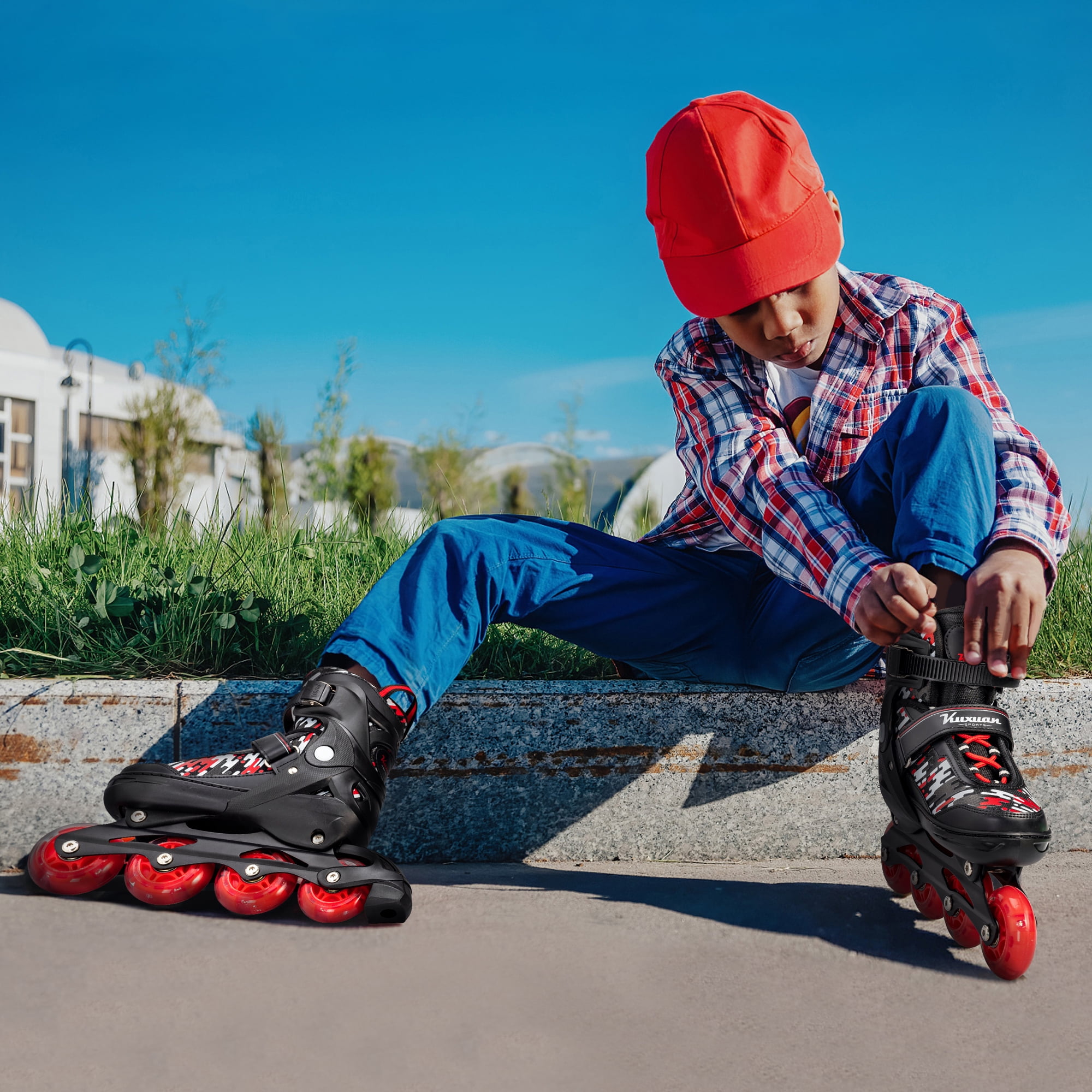 Adjustable Inline Skates for Kids Boys Girls Women Beginner Fun Illuminating Outdoor Skates