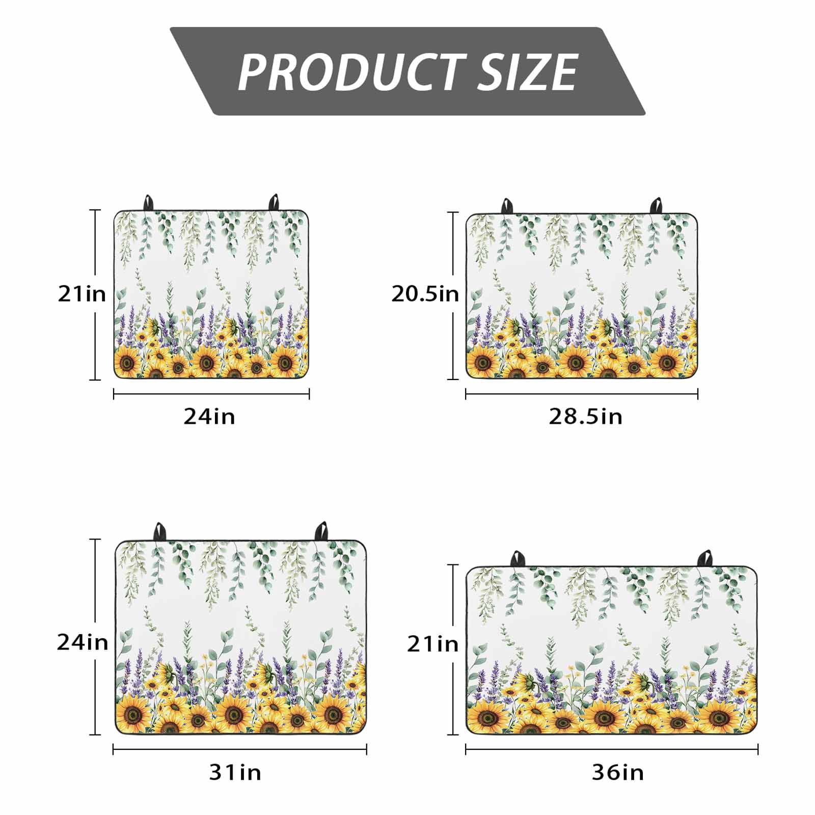 Eucalyptus Leaves Stove Top Cover for Electric Stove, Heat-proof & Non Slip Glass Top Stove Cover Protector, Yellow Sunflower Lavender Farmhouse Kitchen Flat Cooktop Rubber Mat 24x21 Inches