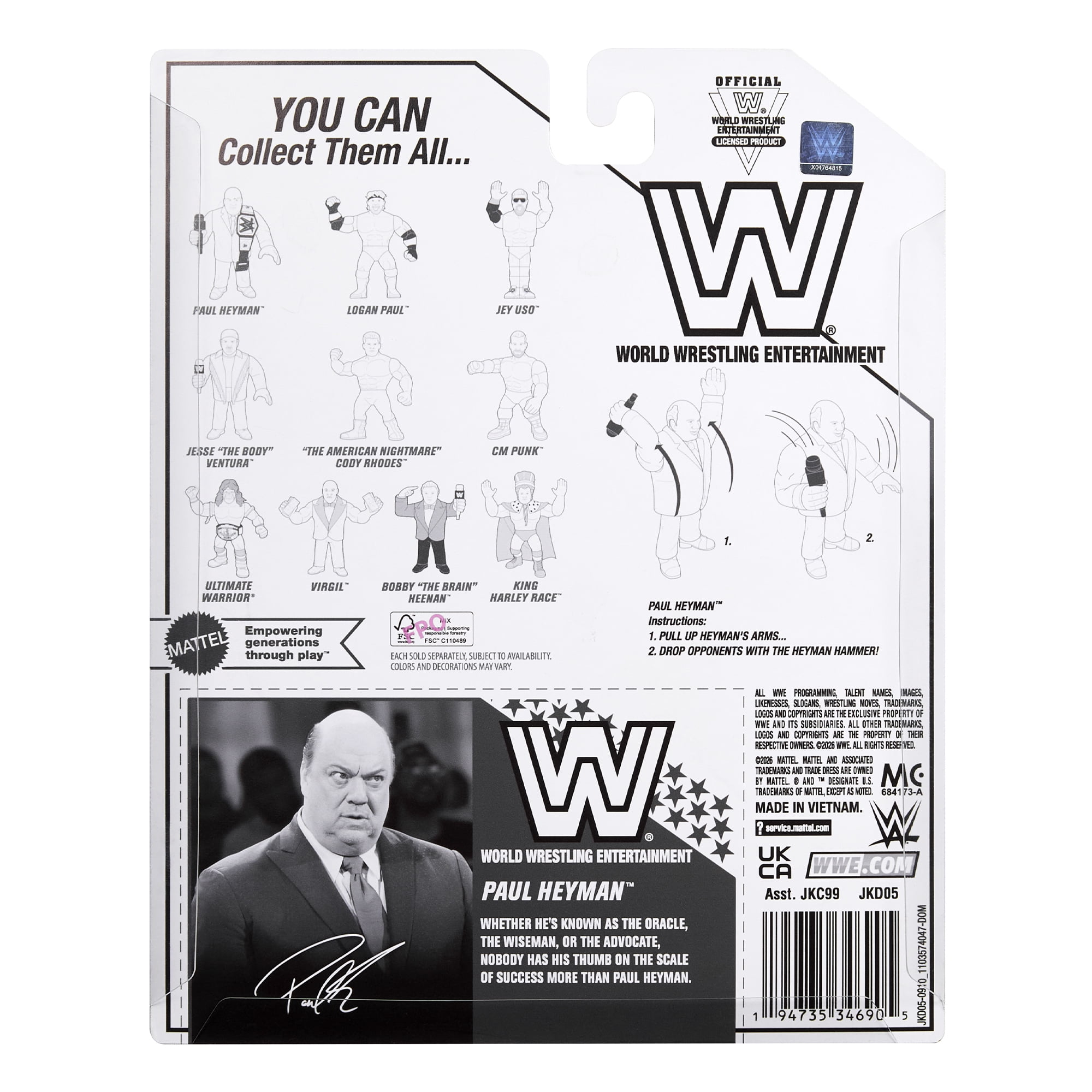 (Wiseman) Paul Heyman - WWE 2026 Retros (Wave 2) Ringside Exclusive Mattel WWE Toy Wrestling Action Figure