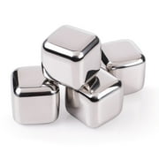 Stainless Steel Ice Cubes with Tray - Set of 4