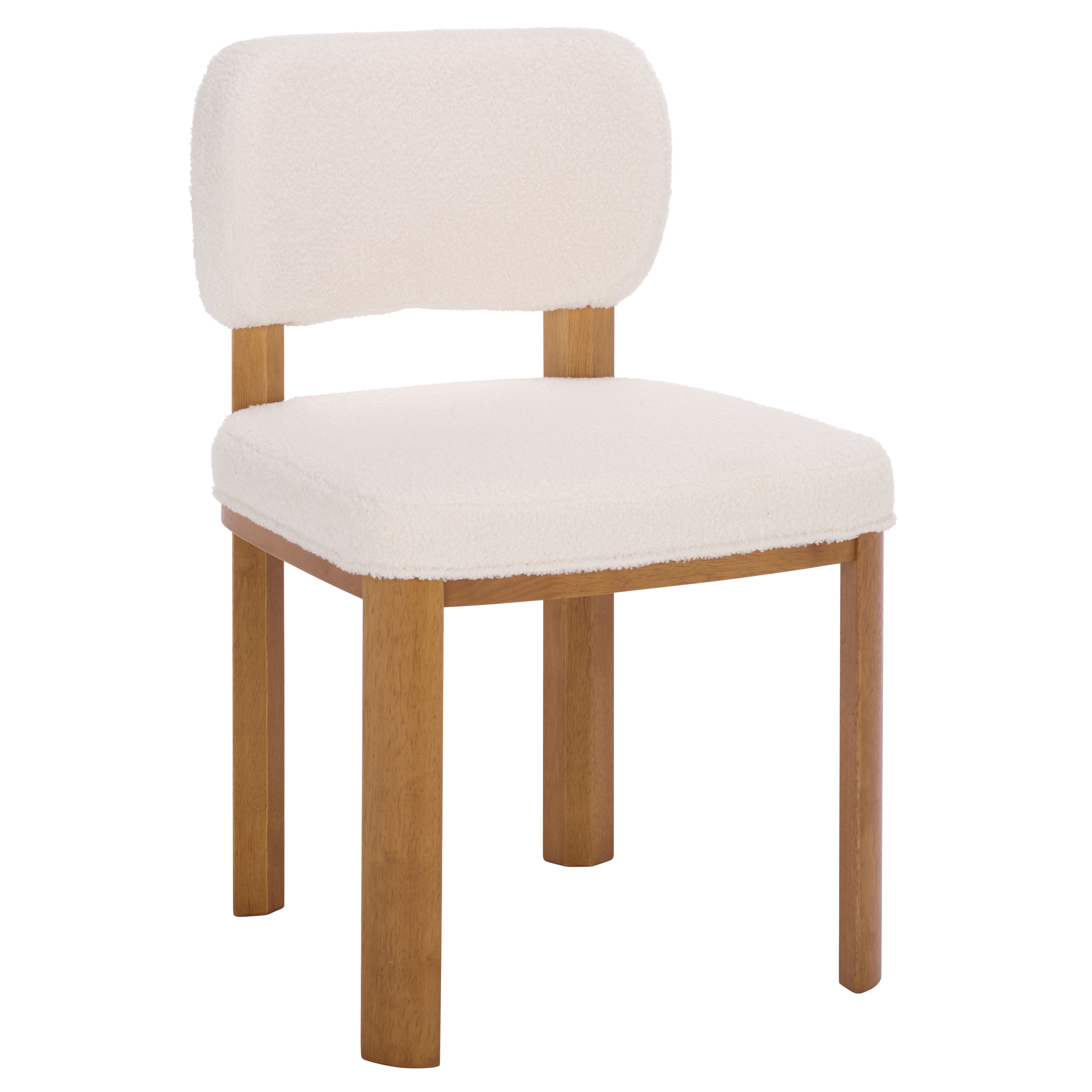 Safavieh Hyden Modern Wood and Fabric Dining Side Chairs, White / Light Walnut