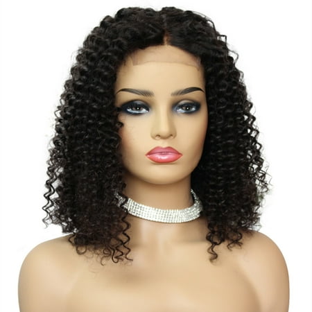 AISOM 4*4 Lace Closure Kinky Curly Human Hair Lace Front Wig 250% Density,