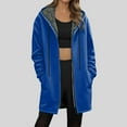 thumbnail image 2 of idosla Women's Zip Up Hoodie Long Tunic Hooded Sweatshirt Casual Oversized Fleece 2025 Fall Winter Jacket Coat With Pocket (Blue, XL), 2 of 5