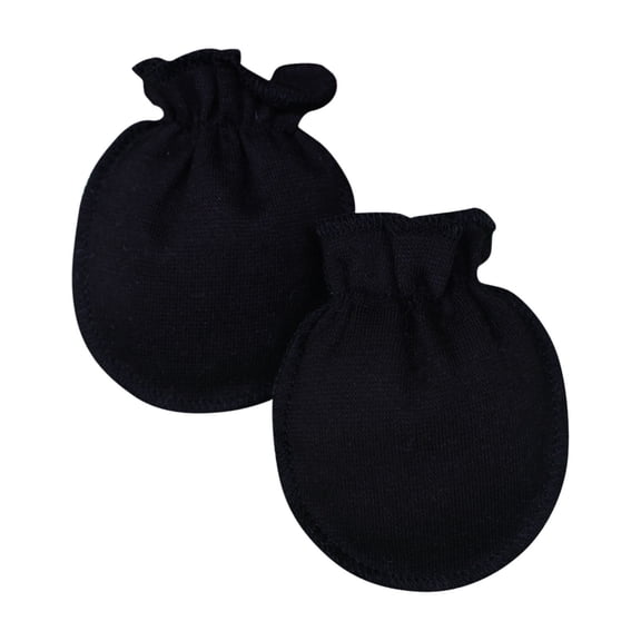 Voska Newborn Baby Boys Girls Mittens 0-6 Months Infant Toddler Mittens No Scratch Solid Color Gloves Black