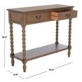 thumbnail image 5 of SAFAVIEH Athena French 2-Drawer Brown Wood Rectangle Console Table (35.5 in. W x 13 in. D x 29.5 in. H), 5 of 7
