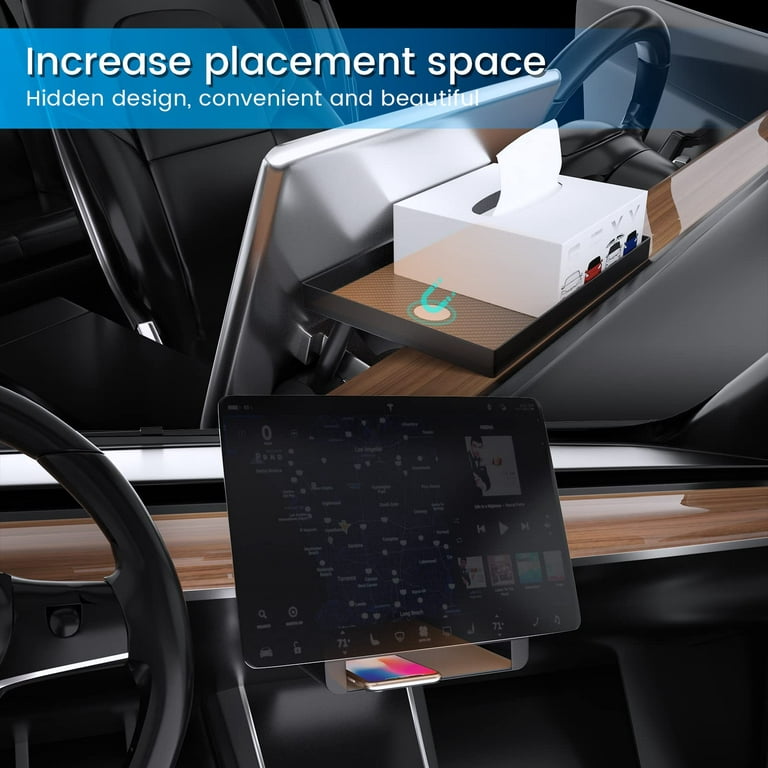 Center Console Organizer Tray for Tesla Model Y/3,Magnetic Under