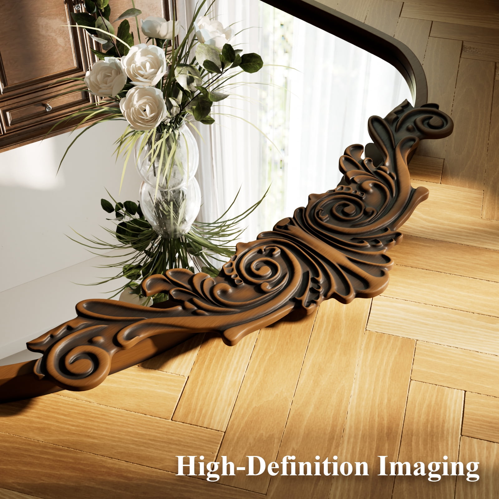 Mirstory 64"x 21" Arched Full Length Mirror Baroque Vintage Mirror with Carved Metal Frame, Antique Bronze