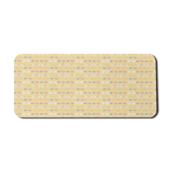 Pastel Computer Mouse Pad, Vintage Bikes European Ride Old Fashioned Fun Times Paris Graphic Design, Rectangle Non-Slip Rubber Mousepad X-Large, 35" x 15", Pale Yellow Pink Blue, by Ambesonne