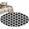 thumbnail image 6 of Black Rhombus Round Rug 3.3ft Washable Circle Entryway Rugs Non Slip Retro Abstract Geometric Pattern Area Rug Indoor Floor Carpet for Bedroom Kitchen Living Room Home Office Dining Room Nursery, 6 of 8